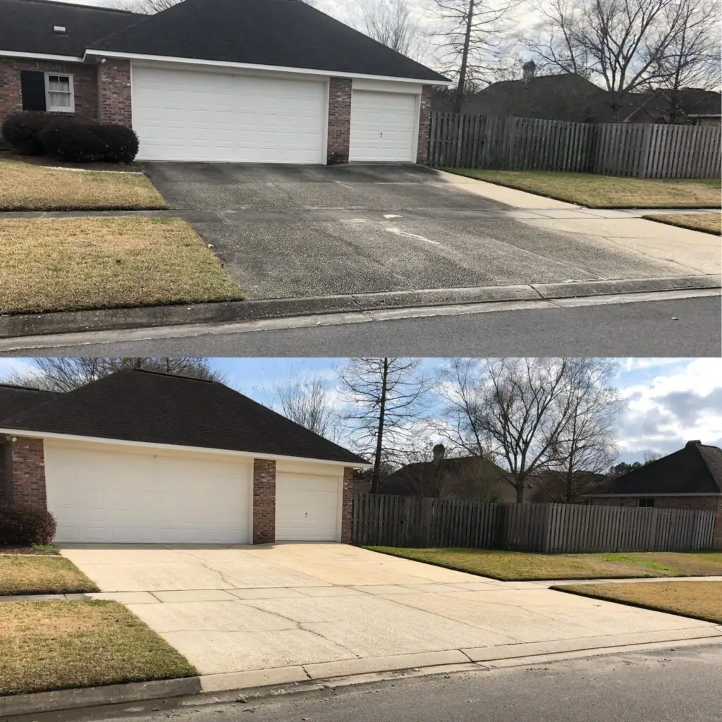 looks new after driveway cleaning by Rolling Suds