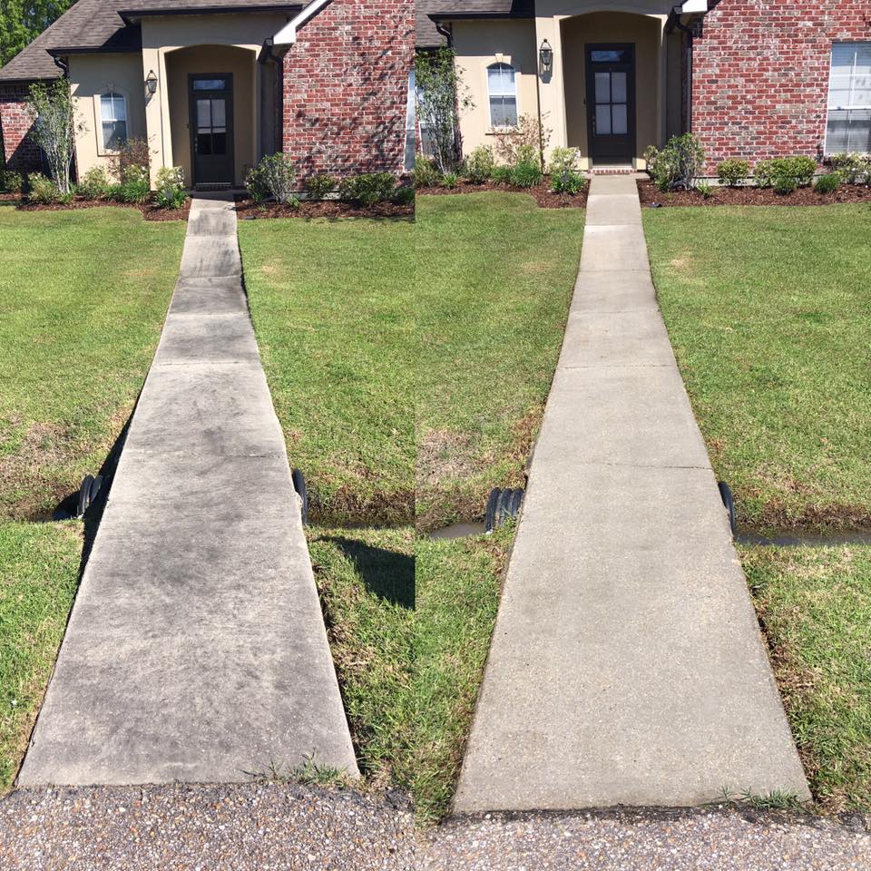 sidewalk cleaning before and after